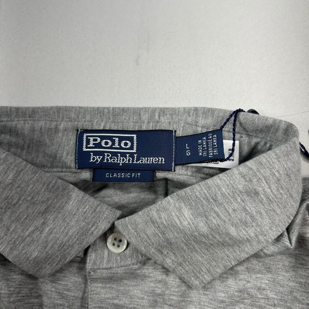 Polo Ralph Lauren Long Sleeve Polo Shirt‎ Mens Large Grey Heather Lisle NEW - Picture 5 of 8
